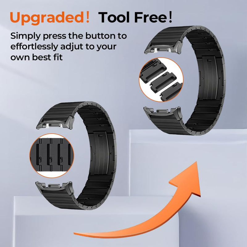 No Tool Needed Titanium Metal Bands Compatible with Samsung Galaxy Watch 9 8 40mm 44mm/8 Classic 46mm (2025), Titanium Strap Wristband Compatible with Galaxy Watch 9/8/8 Classic for Men black