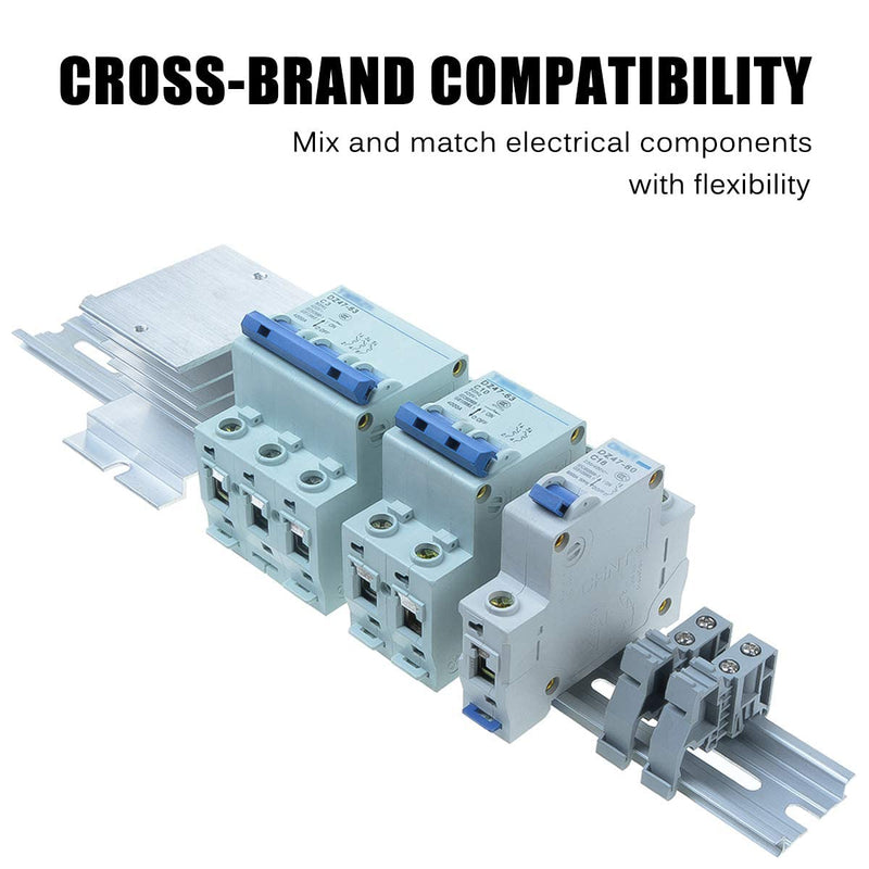 Greluma 4pcs DIN Rail - 2pcs 20cm + 2pcs 30cm Aluminium DIN Rail for Electric Control Cabinets - Width 35mm, Height 7.5mm, Thickness 1.2mm 2 pieces 20 cm + 2 pieces 30 cm