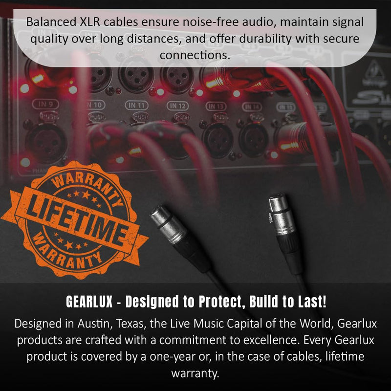 [AUSTRALIA] - Gearlux XLR Microphone Cable, Fully Balanced, Male to Female, 25 Feet - 2 Pack 25 Ft 