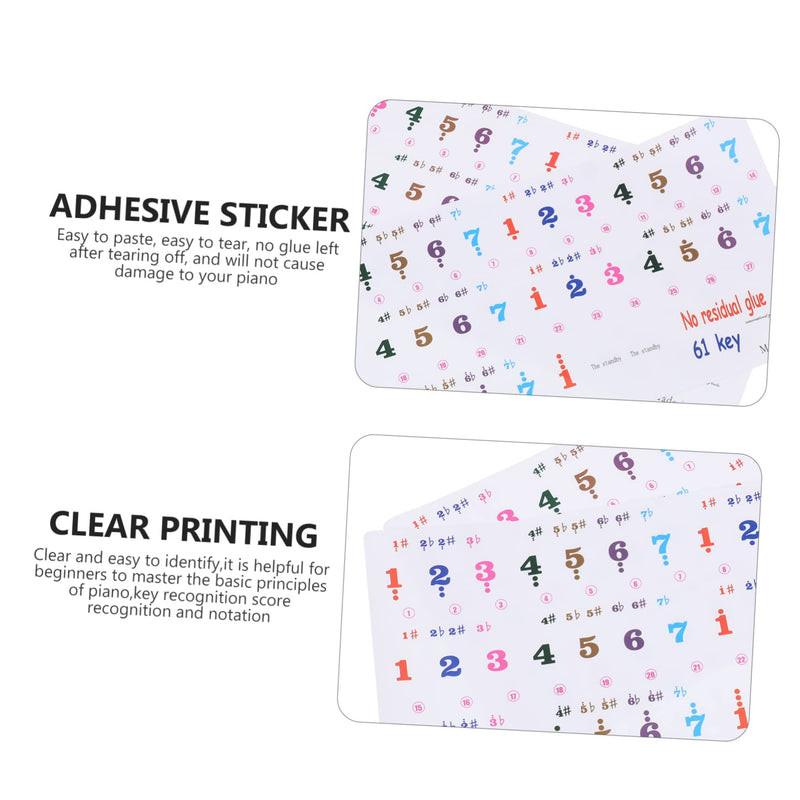 2 Sheets 61 Key Keyboard Stickers Letter Stickers Piano Letter Stickers for Keys Sticker by Numbers Piano Stickers for Keys Piano Decals Piano Accessories Music Instrument Supplies