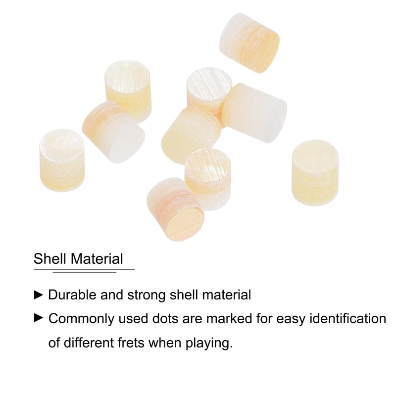MECCANIXITY Guitar Fretboard Inlay Dots Yellow Shell Fingerboard Inlays Mark Point 2x2mm For Guitar, Pack of 10