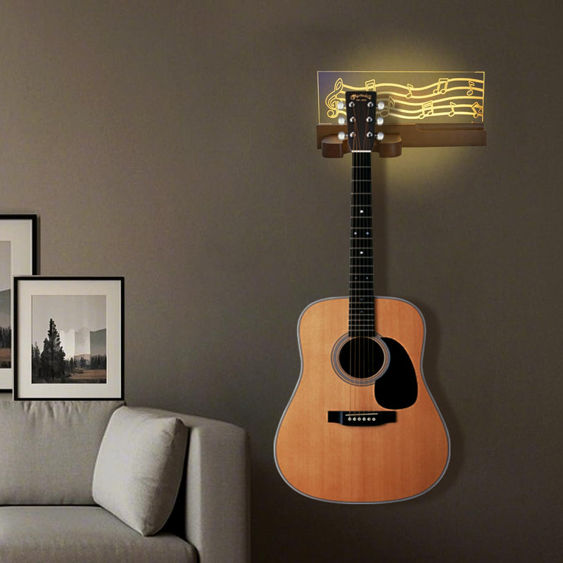 [AUSTRALIA] - ArtBeek Guitar Stand Wall Mount, Solid Wood Guitar Holder Hanger Shelf with Pick Organizer for Electric Bass Ukulele Gift for Music Guitar Players Guitarist 