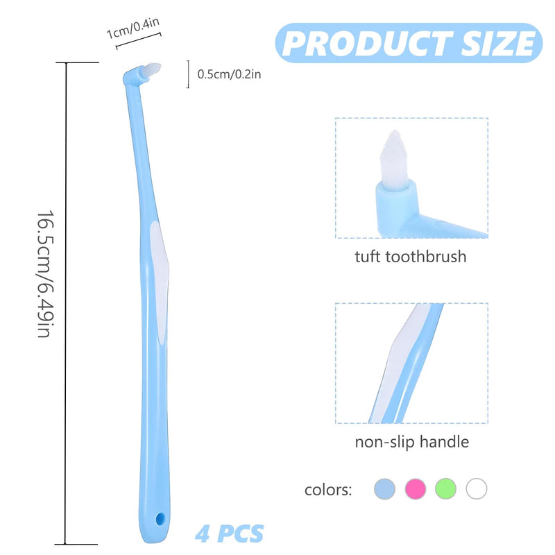 Pack of 4 Tuft Toothbrush, Soft Tuft Brush, Soft Tufted Toothbrush, Single Interdental Spacing Brush for Orthodontic Braces