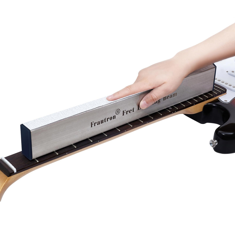 [AUSTRALIA] - Fret Leveling Beam, 16 Inch Stainless Steel Fret Leveler Sanding Block, Guitar Fret Level File Bar Luthier Repair Tool with 2-Set of 120/240/320/400/600/1000 Grit Replacement Sandpaper Stainless Steel Fret Leveler-16"x2"x1" 