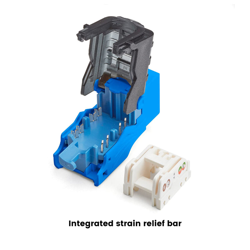 TRUE CABLE Cat6 Toolless Keystone Jack, Unshielded (UTP), PoE++ (4PPoE) 100W, UL Listed, ETL Verified, ANSI/TIA Certified, Modular RJ45 Female, Blue, 12 Pack 12pc