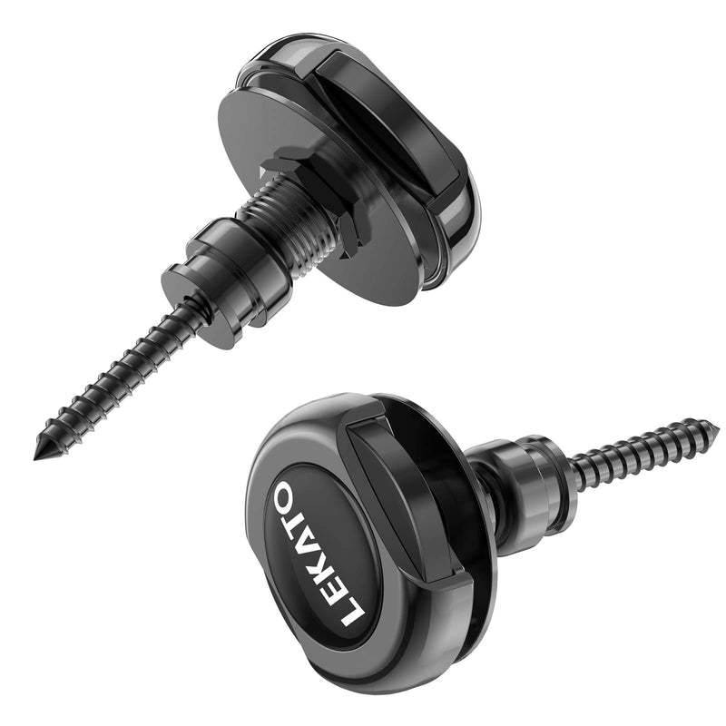 LEKATO Bass Guitar Strap Locks for for Electric Guitar & Bass Strap Locks Security Quick Release Strap Guitar Strap Locks Set Retainer System for Electric Acoustic Guitar, Bass, Ukulele Strap (Black) Black