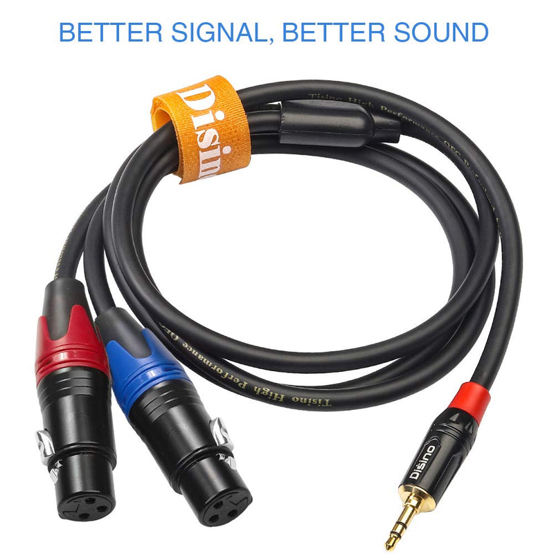 [AUSTRALIA] - Disino Dual Female XLR to 3.5mm Y-Splitter Cable, Unbalanced XLR Female to 1/8 Inch Mini Jack TRS Stereo Aux Interconnect Audio Mic Breakout Patch Cord - 3.3 Feet/1 Meter 