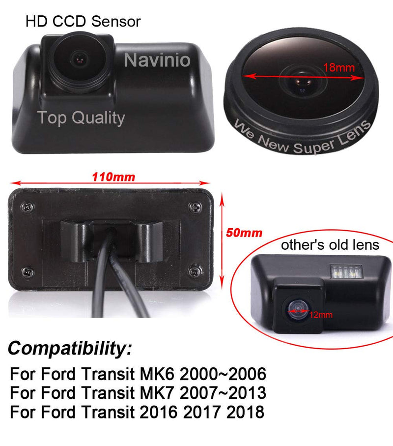 Super HD Vehicle Camera 1280x720 Pixels 1000 TV line 170 Degree Night Vision Rear View Camera Reverse Parking for Ford Transit MK6 2000-2006 / MK7 2007-2013 Model 2= Super Pro HD camera
