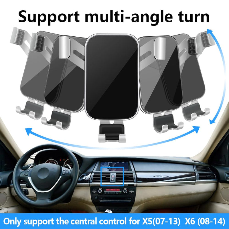 LUNQIN Car Phone Holder for BMW X5 X5M 2007-2013 and BMW X6 X6M 2008-2014 Auto Interior Accessories Best Cell Phones Mount Cellphone Mobile Cradle Charging Navigation Bracket Air Vent Stand Accessory for 2007-2013 BMW X5 & 2008-2014 X6
