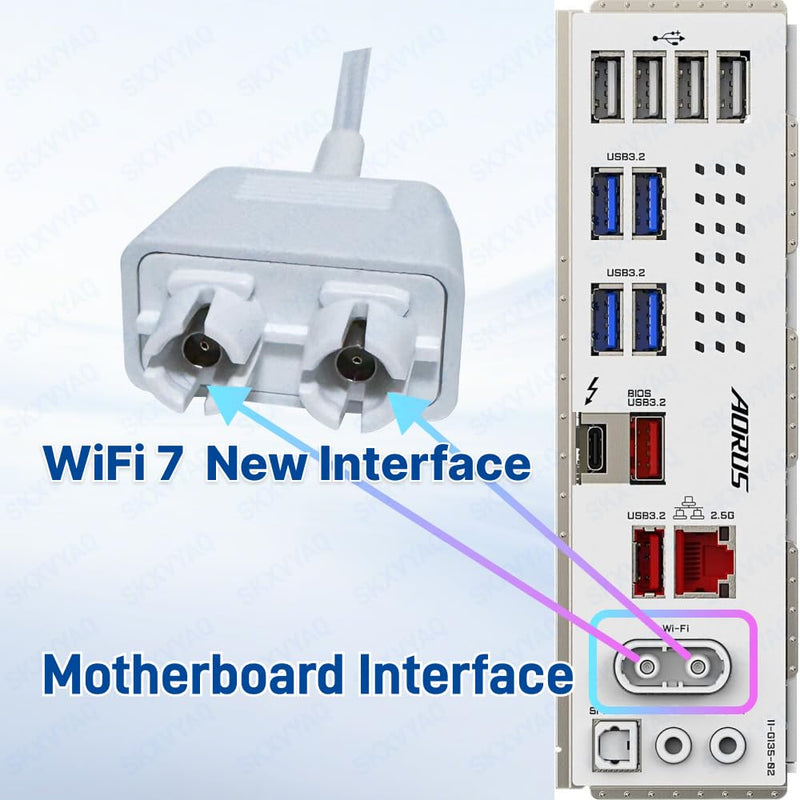 for GIGABYTE WiFi 7 Magnetic Antenna 2.4 5 6G WiFi 6E PC Desktop X870 AORUS | X870E AORUS，X870M AORUS，X870I AORUS，X870 Gaming replacement For Computer Motherboard with New Interface ,tri-band WiFi7,White