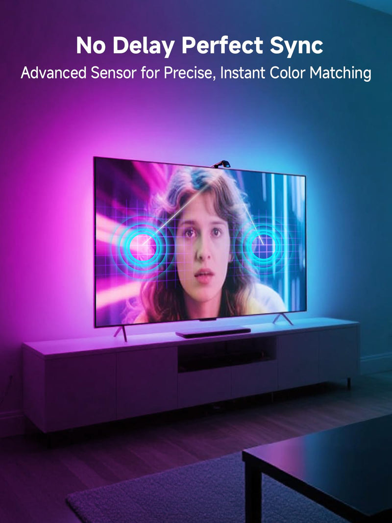 GIPOYENT LED TV Backlights with Camera, 13.7FT TV Lights That Change with for 45-65 in TV, Music Sync LED Strip Light with Smart App Control - RGB Color Changing Light Strip for Bedroom 13.7FT for 45"-65" TV