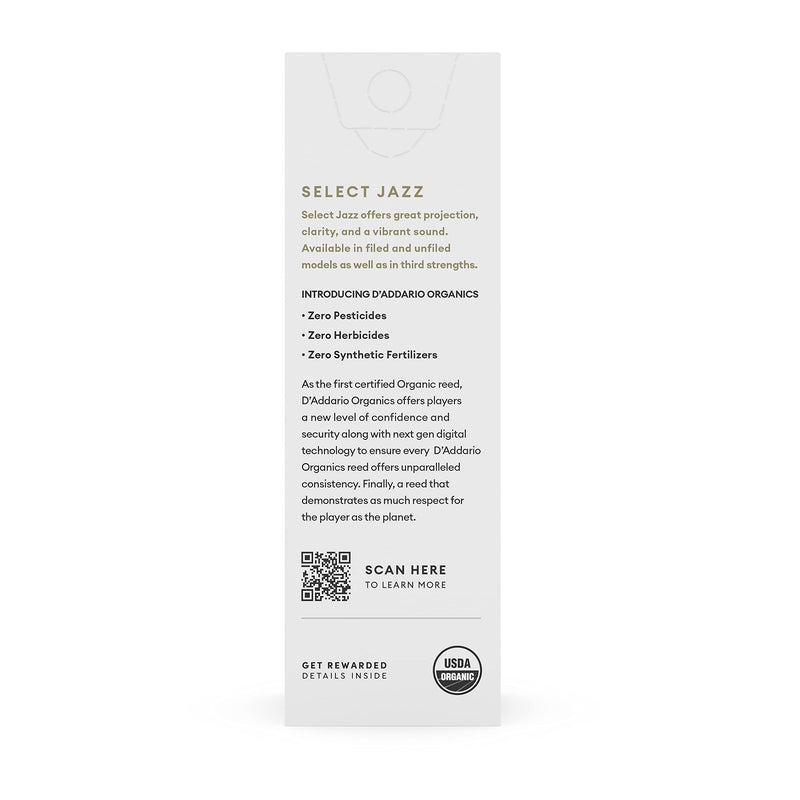 D'Addario Organic Select Jazz Filed Sax 3 Medium, 5 Pack Baritone Saxophone Reeds (ORSF05BSX3M)