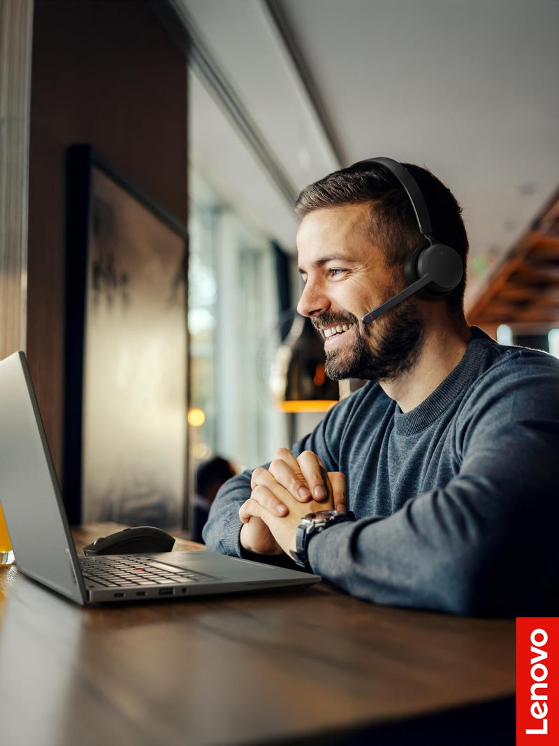 Lenovo Wireless Stereo Headset, Noise Cancelling Mic, Bluetooth 5.3 Multipoint, 31-Hour Talk & 60-Hour Playback, Lightweight 138g, Replaceable Earcups Over-Ear Comfort, Gaming, Office, & PC Use | Bluetooth headset with noise cancellation and 31-hour ta...