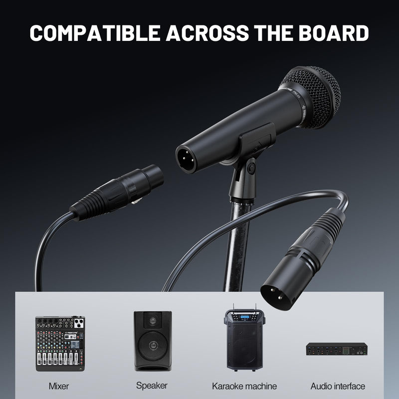 Phenyx Pro Dynamic Vocal Microphone, Cardioid Microphone with 16.4 ft XLR Cable, Mic Clip, Storage Bag, Wired Handheld Mic for Singing, Stage, Studio, Karaoke (PM-25)