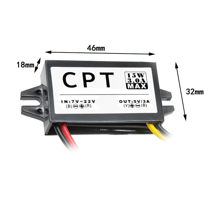 [AUSTRALIA] - Pack of 2 12 V to 5 V Converter DC-DC Step Down Module 3 A 15 W DC to DC Car Power Converter Adapter (no USB Interface) 