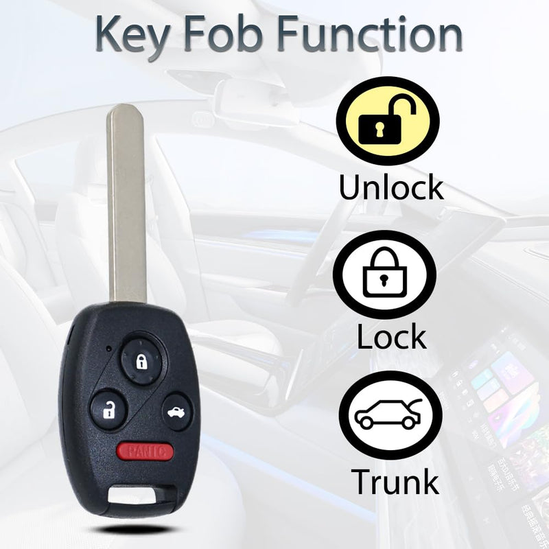 Key Fob Fits for Honda Accord 2008 2009 2010 2011 2012 (Sedan Only) / Pilot 2009- 2013 2014 2015 KR55WK49308 Remote Control Head Key Replacement 35118-TA0-A00 ID46