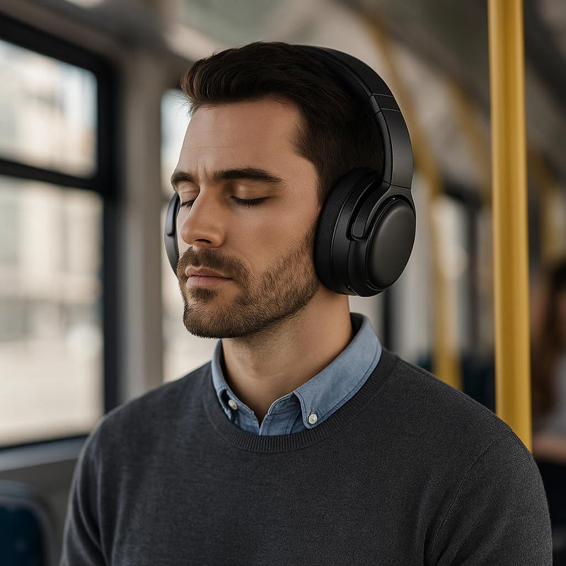 RCA WAVE-76 Noise Cancelling Headphones, Wireless Bluetooth 5.4 Over Ear Headphones with 40mm Drivers, 25-Hour Playtime, USB-C Charging, Adjustable Headband