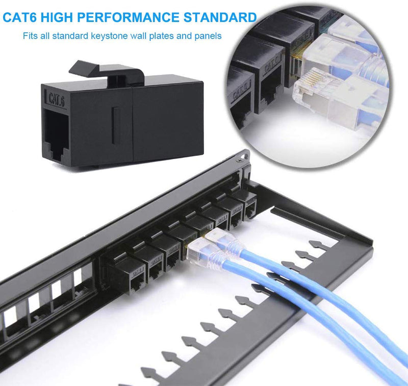 60 Pack Rj45 Coupler Cat6 Cat5 Cat5e Keystone Jack, Black | Network Cable Couplers Extender Adapter Wall Inline Patch Panel Connectors 60Pack Cat6 UTP