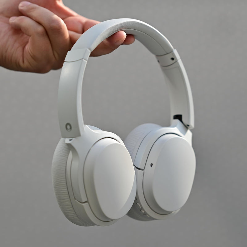 YOOZER Comfort -Premium LightweightWireless Headphones w/Active NoiseCancellation, Bluetooth 5.3, Microphone for CallsAux/Audio Cable Supported, Stereo EarphonesButtons on Headset, White