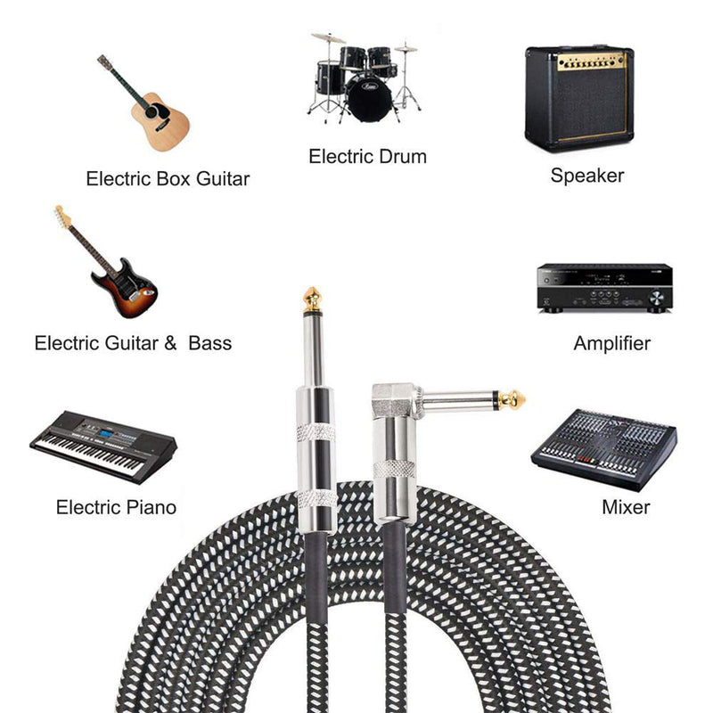SUNYIN Amp Cord for Electric Guitar,30-Feet Acoustic Guitar Cable,Straight to Right Angle Guitar Amp Cord with Gold Plated 3.5mm&6.5mm Stereo Adapter,Audio Cable,4 Picks 30-Feet