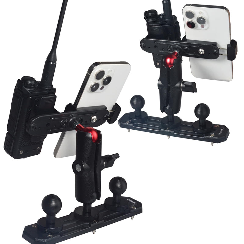 TWAYRDIO Dash Track Mount with 3pcs 1" Track Ball, Short Double Socket Arm, Phone/Radio Holder, Compatible with RAM Mounts, for Cars Vehicles Trucks Boats