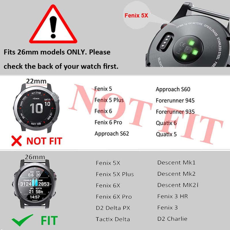 ANCOOL for Fenix 7X/Fenix 6X/Fenix 5X/Fenix 8 51mm Watch Band 26mm Quickfit Bands Compatible with Fenix 6X Pro/7X Pro/5X Plus/3/Descent MK 2/2i/MK 3 51mm Smartwatch(7 Pack) White,Black,Slate,Red,Orange,Green,Blue 7 Pack