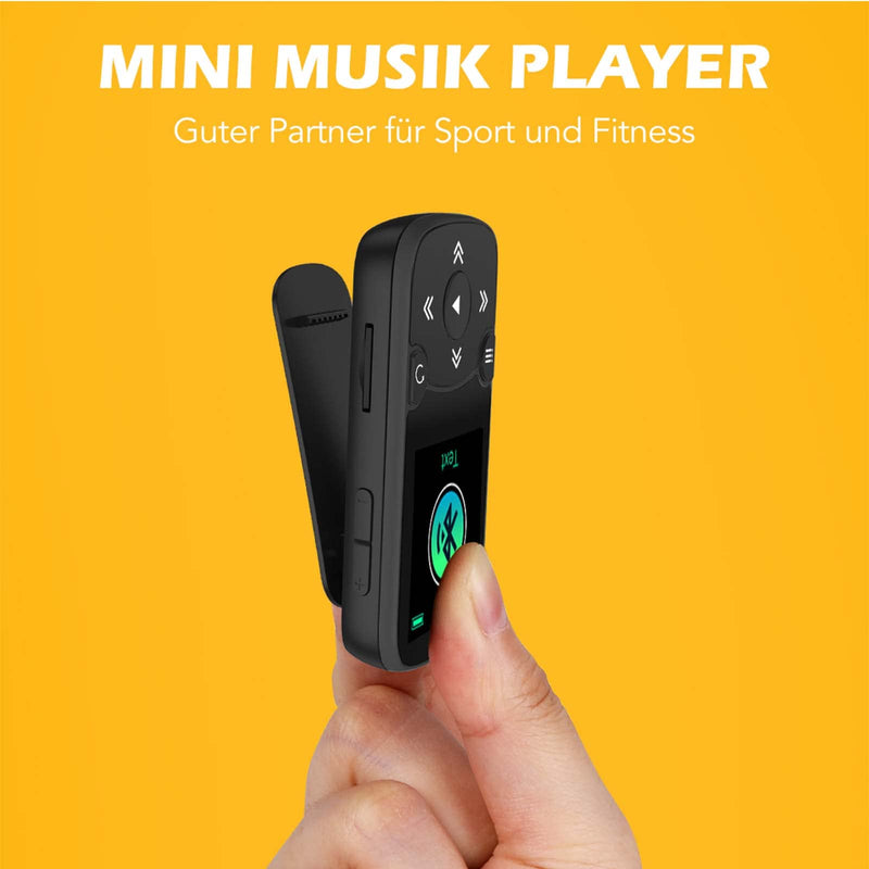 AGPTEK 32GB MP3 Player with Clip, Bluetooth 5.3 Lossless Sound with FM Radio, Voice Recorder for Sport Running, Supports up to 128GB TF Card, Black