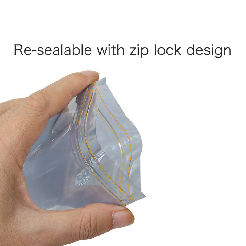 HRX Package 100pcs Premium Anti-Static Resealable Bags, 5.9 X 7.9 inches Plastic Static Free Bag for Motherboard SSD HDD Computer Electronic Components 5.9”X7.9” silver-gray