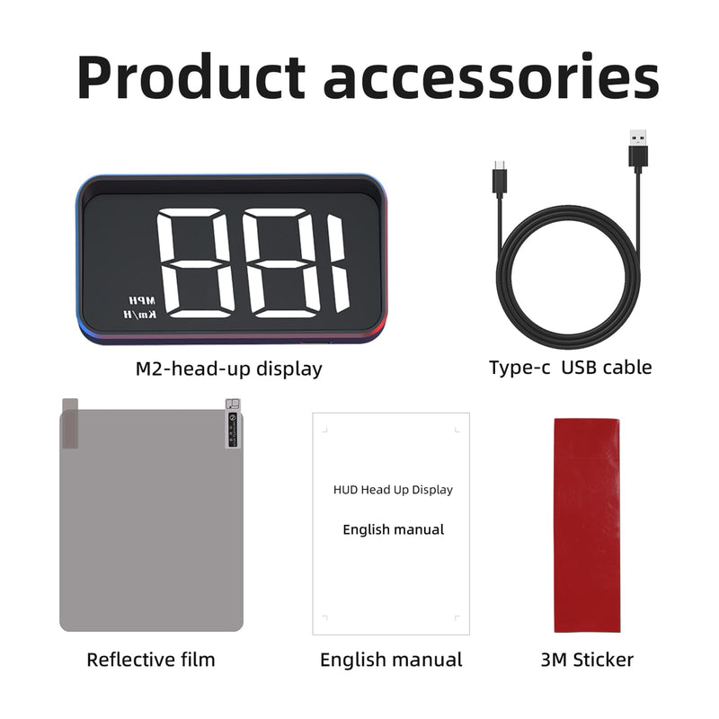 [AUSTRALIA] - Head Up Display for Car, Car HUD M2(White),Windshield Speedometer Projector with Speed, Automatic Light Sensing,Mile Speed Unit Display,Speedometer Suitable for All Car Models M2 white 