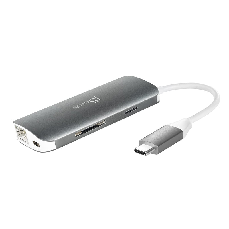 j5create USB-C 9-in-1 Multi Adapter Multi Adapter HDMI/Ethernet/USB 3.1 | SD and MicroSD/PD 3.0 | 4K HDMI for MacBook | ChromeBook |USB-C Devices (JCD383) JCD383-FBA