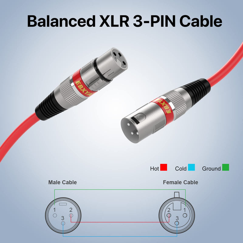 EBXYA XLR Cable 2ft 10 Pack 3 Pins Balanced XLR Microphone Cable Male to Female Suitable for Audio Mixer, Speaker Systems, Radio Station 10 Colors