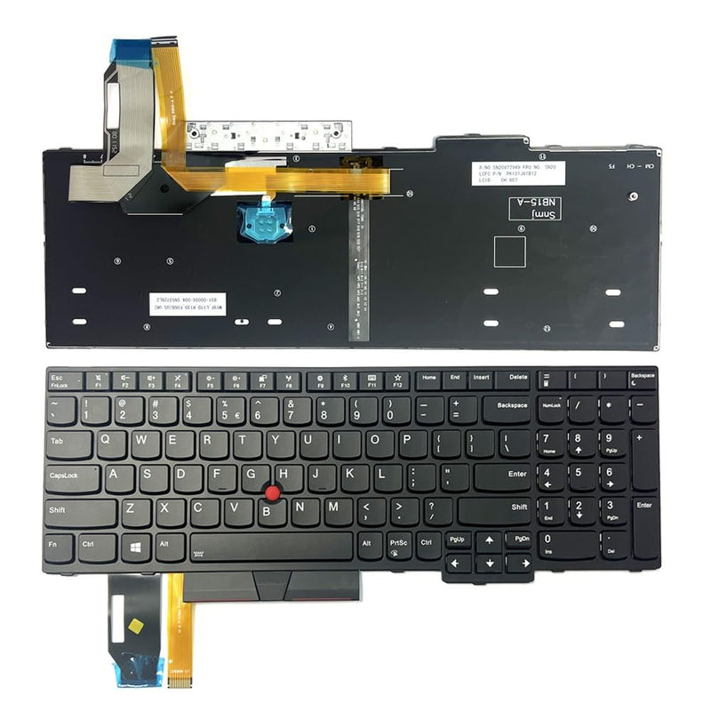 Huasheng Suda Backlit Keyboard US Replacement for Lenovo ThinkPad E580 E585 | L580 E590 T590 L590 T15,P52,P72,P53 P53s,P15s Gen 1,P15s Gen 2,T15 Gen 2,T14 Gen 1,5N20V78108 5N20V78907 5N20V77999