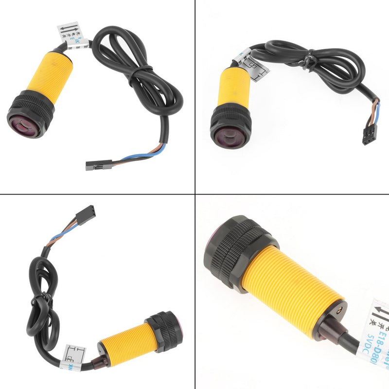 Oumefar Infrared Sensor Switch E18-D80NK Adjustable Sensor Switch for Detection of Infrared Obstacles 5V Detection 3-80 cm Photoelectric Infrared Sensor Switch