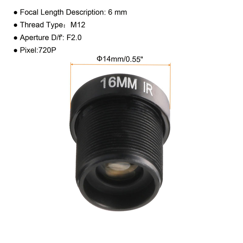 uxcell 16mm CCTV Camera Lens 720p F2.0 FPV Wide Angle Security Camera Lens M12 Threaded Dia for IP Camera Panoramic, Black