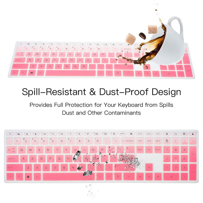 Keyboard Skin Cover for HP Pavilion 27 All in One PC 27-xa0014/27 Xa0055Ng/0370Nd/0076Hk/0010Na, HP Pavilion 24-inch 24-xa0020 Xa0002A Xa0032 xa0013w, HP Pavilion All in One Accessories, Ombre Pink