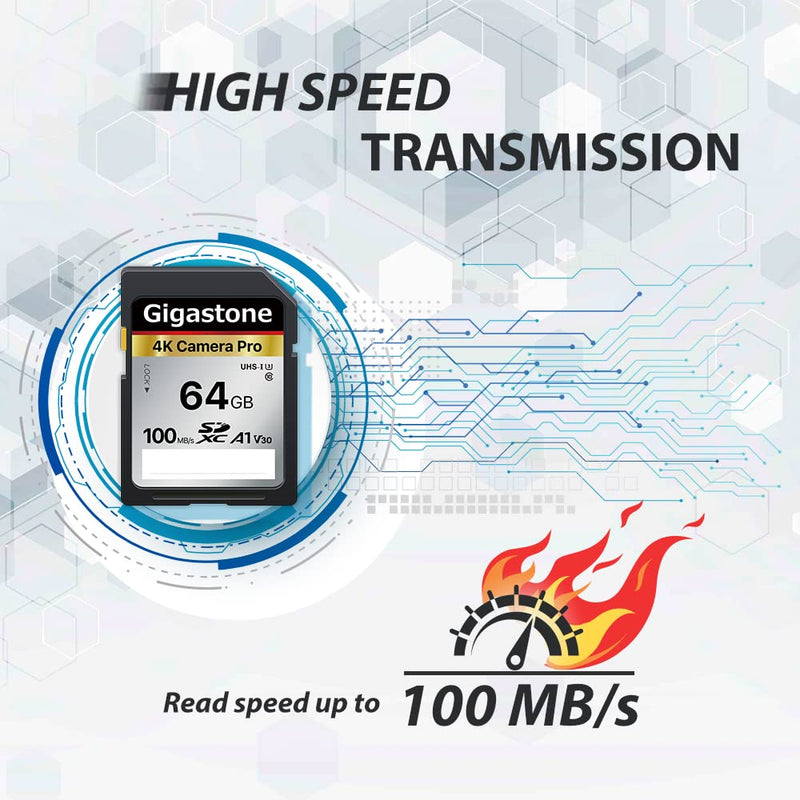 Gigastone 64GB 5-Pack SD Card V30 SDXC Memory Card High Speed 4K Ultra HD UHD Video Compatible with Canon Nikon Sony Pentax Kodak Olympus Panasonic Digital Camera, with 5 Mini Cases