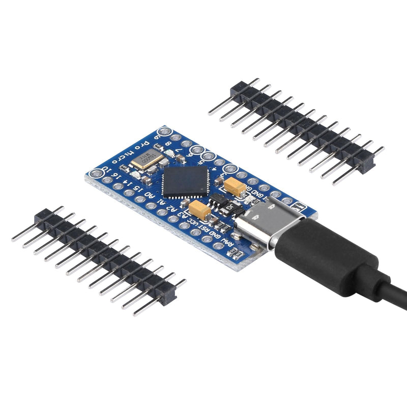 Pro Micro 32U4 Module Type-C Development Board 5V 16MHz Microcontroller Pack of 2 Blue-2 Pieces