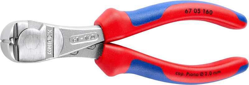 [AUSTRALIA] - Knipex 67 05 160 Heavy Duty End Cutters Chrome-Plated with Multi-Component Sleeves 160 mm With Multi-component Sleeves, Blue/Red 