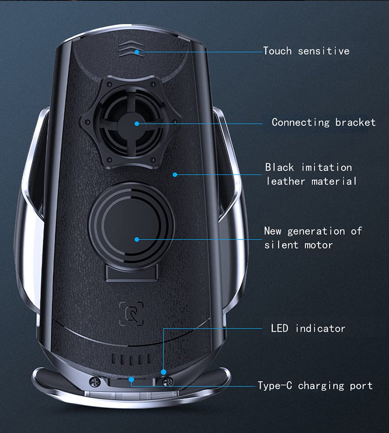 Q3 Smart Sensor Car Phone Wireless Charger,15W Qi Fast Charging Auto-Clamping Car Holder, Air Vent Phone Holder，for iPhone17/16/15/14/13/12series,and All Qi Enable Android Cellphone (Q3-Black) Q3-Black