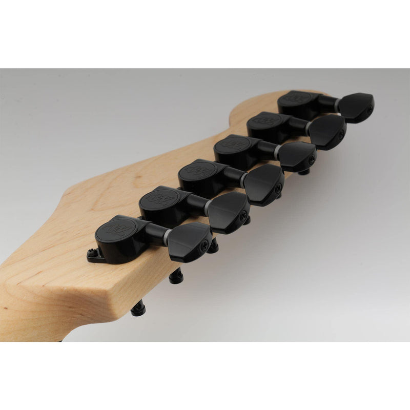 Wilkinson WJN07 6 inline EZ-LOK Guitar Tuners Machine Heads 19:1 Ratio Tuning Pegs Keys for Fender Strat Stratocaster Tele Telecaster Electric Guitar Replacement Parts, Black