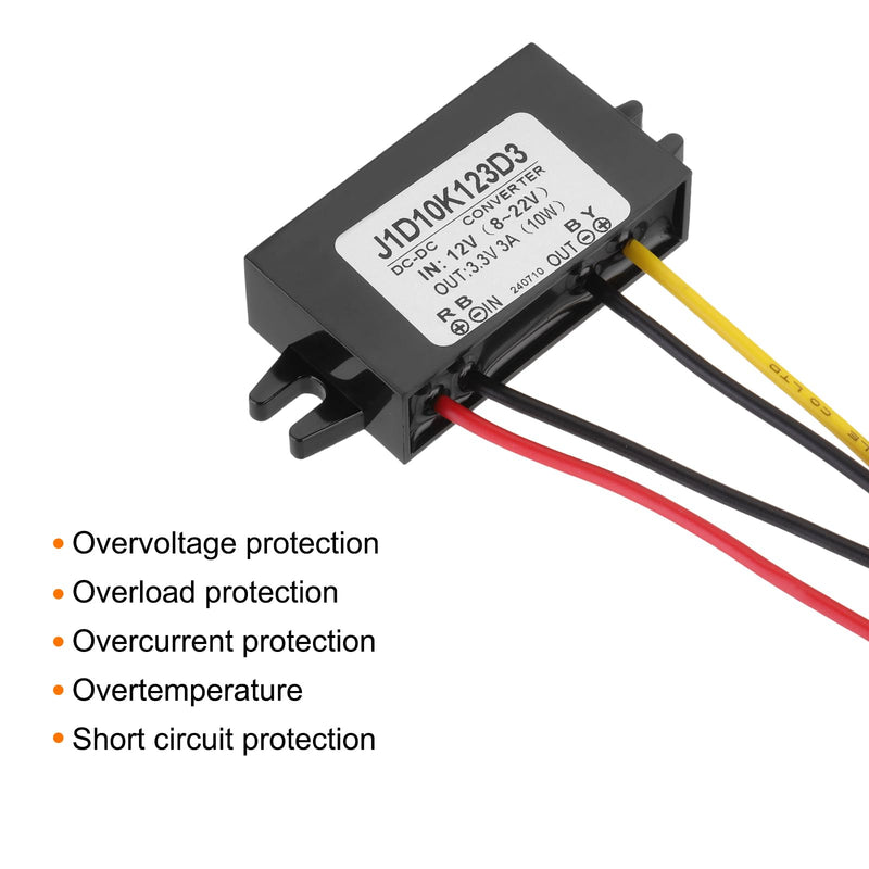 [AUSTRALIA] - QUARKZMAN DC 12V to DC 3.3V Voltage Converter 3A 10W Step Down Converter Voltage Reducer IP67 Waterproof Transformer Power Supply Module Power Adapter for Car Truck Solar System 