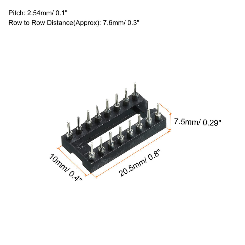 sourcing map DIP IC Chip Socket Adapter Flat Pin 16P 2.54 mm Pitch IC Socket for PCB Board Chip, 6 Pack