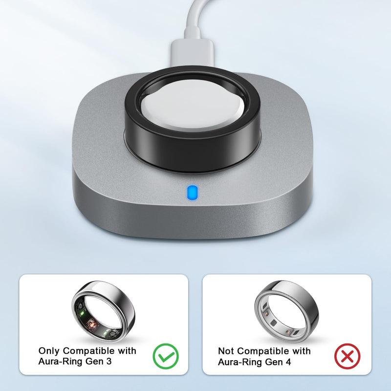 ZOOROO Charger Compatible with Aura-Ring Gen 3 Size 8 | Fast Charging Dock with USB-C Cable