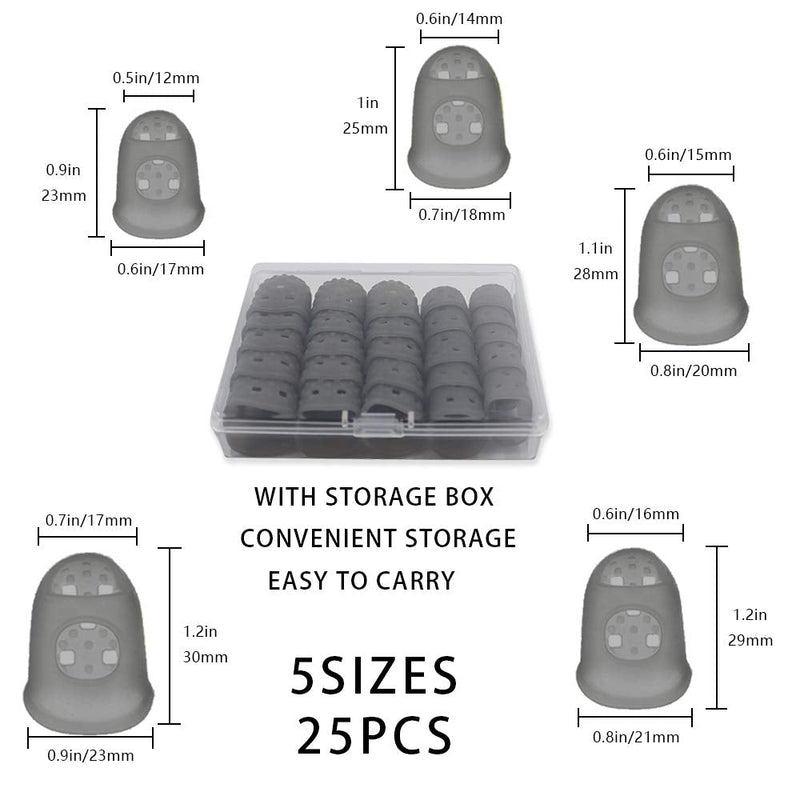[AUSTRALIA] - 5 Sizes Guitar Fingertip Protector With Compact Box, Premium Silicone Guitar Finger Guards, Non-Slip Breathable Fingertip Protection Covers Caps for Guitar, Sewing, String Instruments (Grey) Grey 