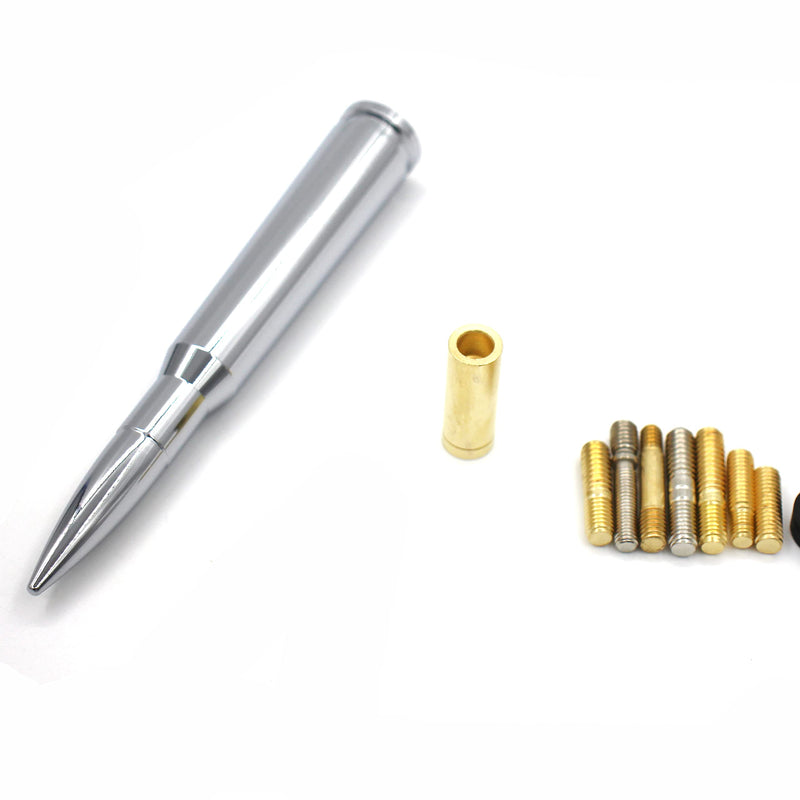 Chrome Stubby Antenna mast 50 Cal Fit for car Track Antenna Delete Replacement, Ford F150 F250 F350 RAM 1500 2500 GMC Denali Chevy Pick-up Chrome