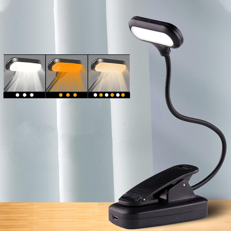 Battery Operated Clip LED Reading Lamp, Adjustable Arm Eye Protect Small Portable Desktop Night Light for Bedroom Study Use