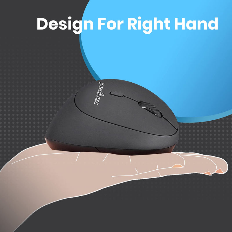 Perixx PERIMICE-719 Wireless 2.4 GHz Ergonomic Vertical Optical Mouse, Portable Mini Size, 3 Level DPI, Right Handed, Black