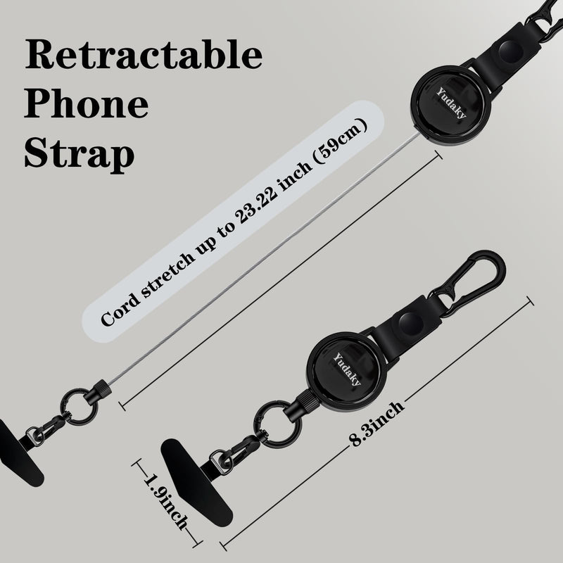 Anti-Theft Phone Strap, Retractable Steel Line Phone Lanyard with Tether Tab for Phone Black
