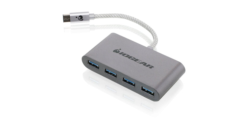 IOGEAR USB-C to USB 3.0 Hub - 1 USB-C In - 4 USB 3.0 Out - USB 3.0 Data Rate Of Up To 5Gbps - Backwards Compatible With USB 2.0 and USB 1.1 - MacBook - Tablet - Smartphone - GUH3C14 USB-A x 4 Bus power