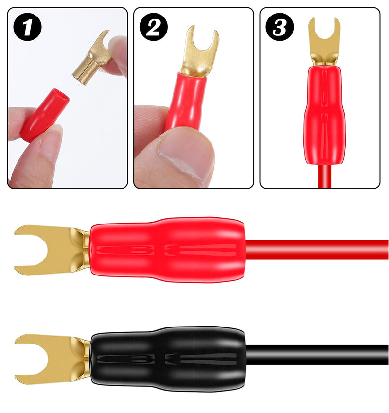 10Pcs 8 Gauge Wire Connectors, 8 Gauge Spade Terminalsr for Speaker Wire | 8 Gauge Spade Adapters, Insulated Spade Terminals Fork Adapters, Connectors for Car Audio, Easy Crimp Installation